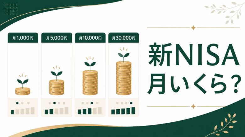 新NISAで毎月いくら投資するかを初心者向けに解説する記事のアイキャッチ画像